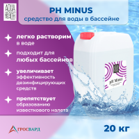 Средство для бассейнов Aqua Health pH MINUS 20кг
